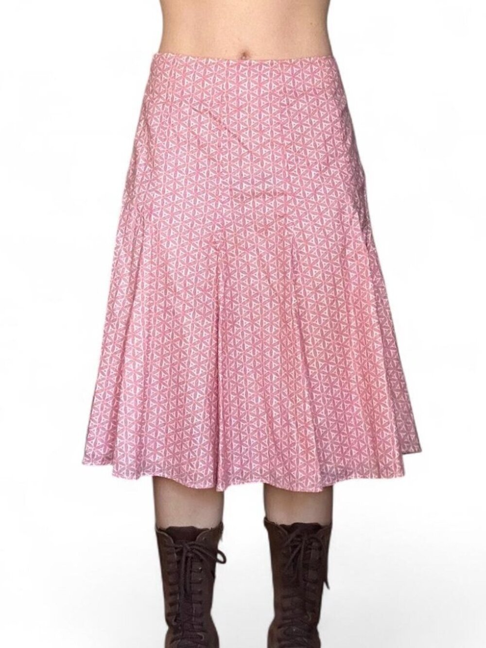 Y2K Vintage GAP Pink A-Line Geometric Print Skirt Sz 4 Cottagecore 100% Cotton